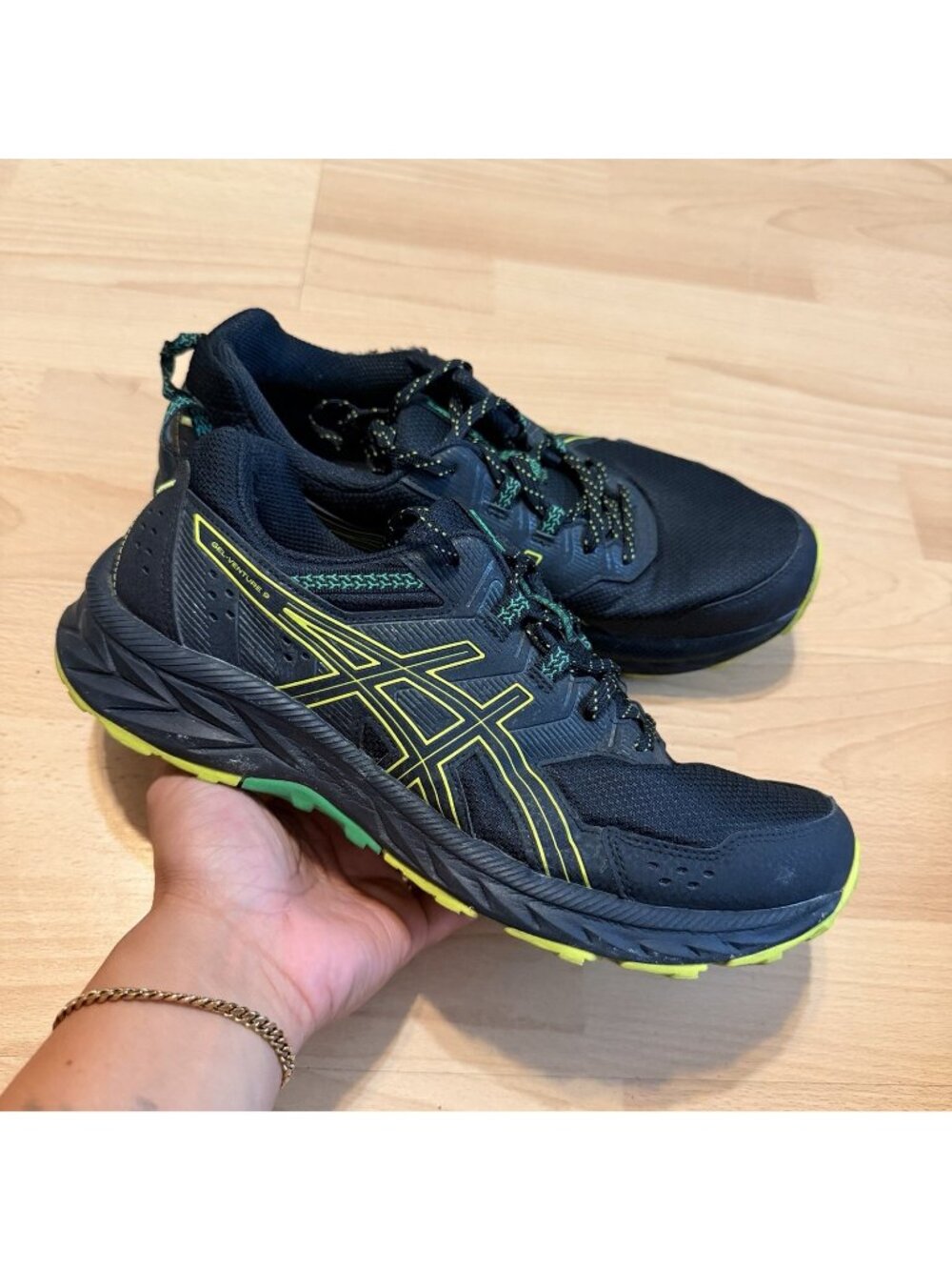 Asics Mens GEL-Venture 9 Waterproof Trail Road Running Trainers Black Sz 10